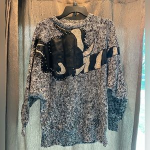 Vintage Cee Women’s Gray Elephant Sweater Large